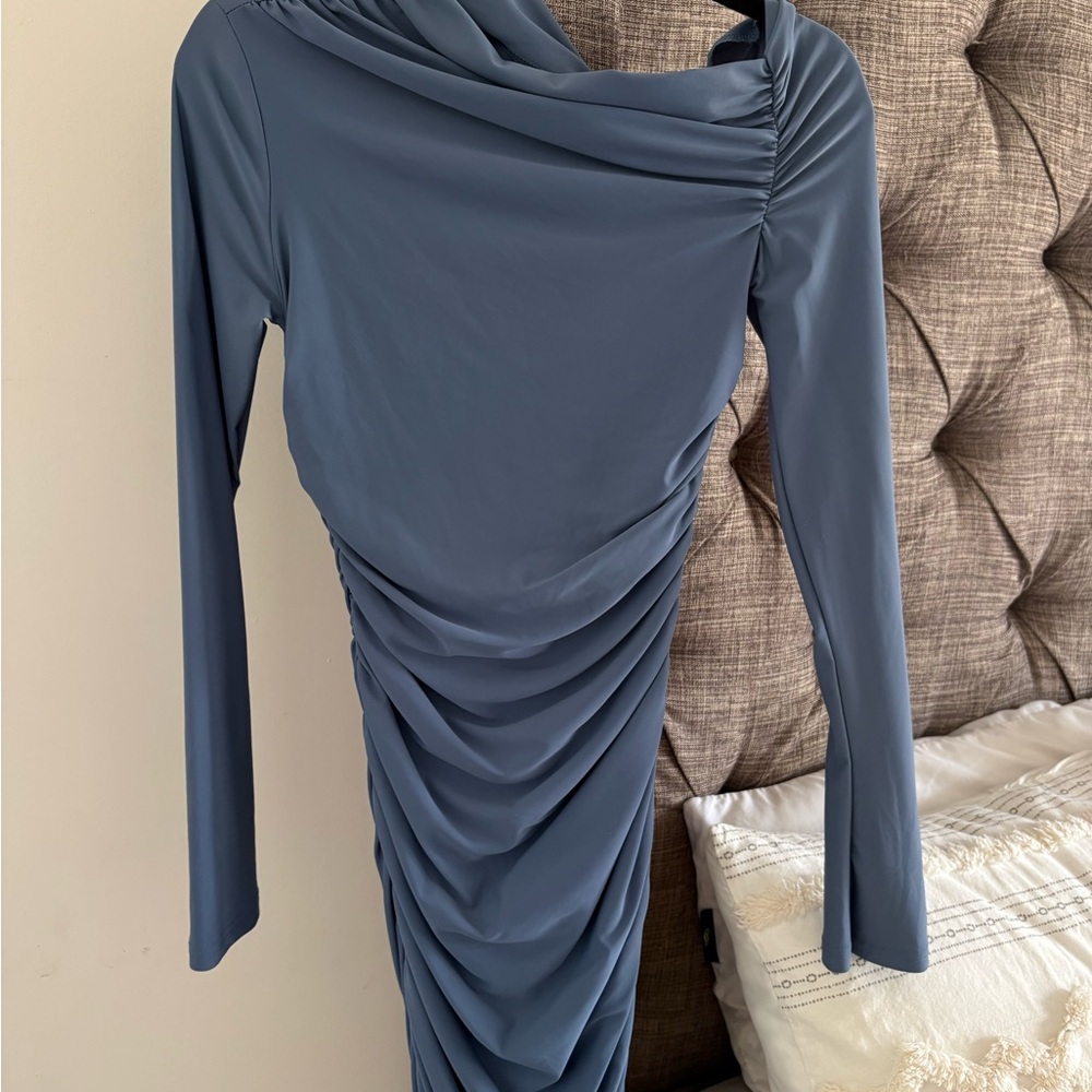 Windsor Elegant Long Sleeve Slate Dress